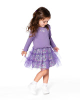 Bi-Material Dress with Muslin and Mesh Skirt