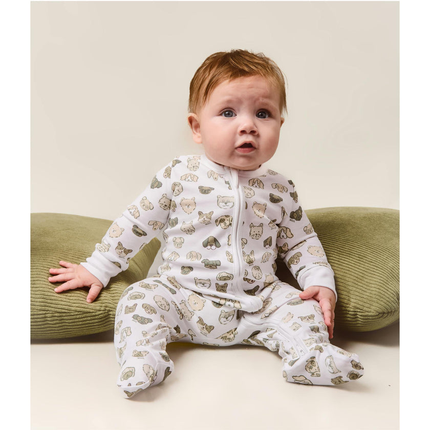 Mini Woof Squad Grey Zip-up Bodysuit