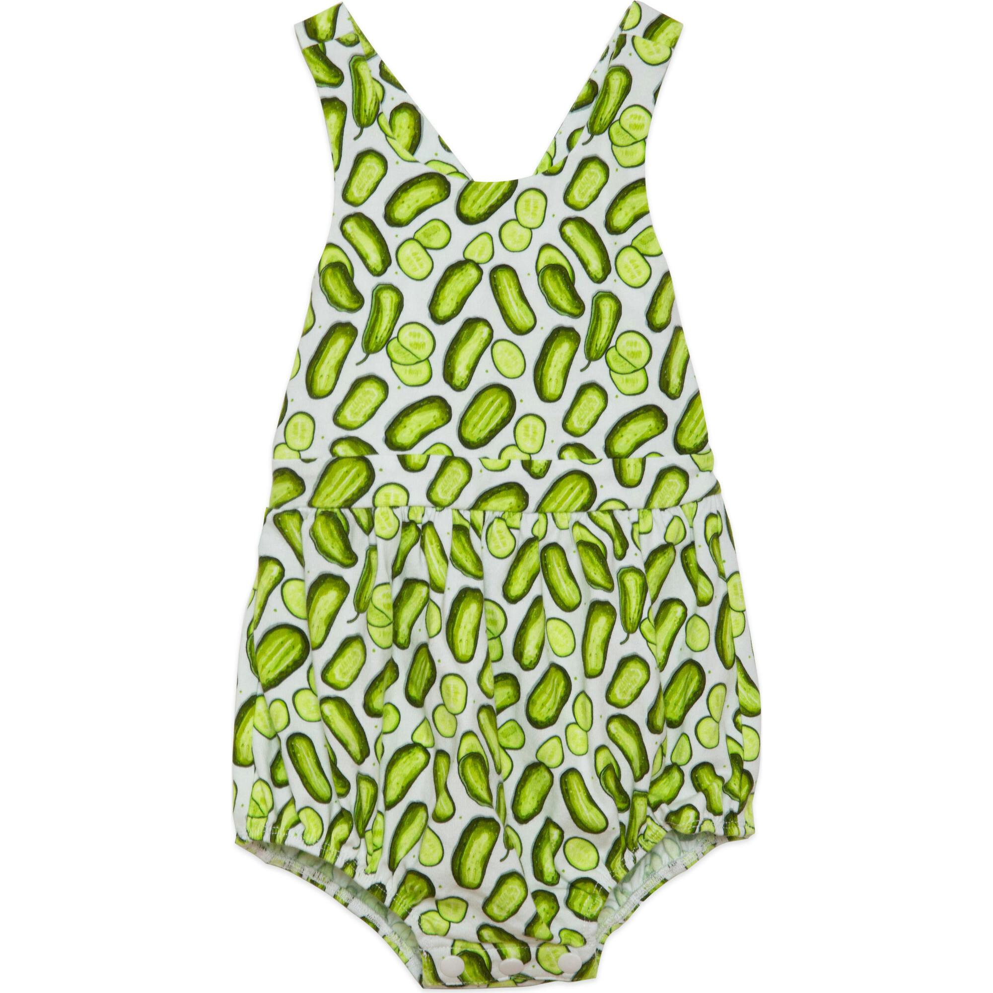 Cross Back Bubble Romper in Pickles