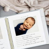 Keepsake Baby Memory Book for Boys and Girls - Timeless First 5 Year Baby Book - Linen Journal Scrapbook & Photo Album - Record Every Milestone Birth to Age 5