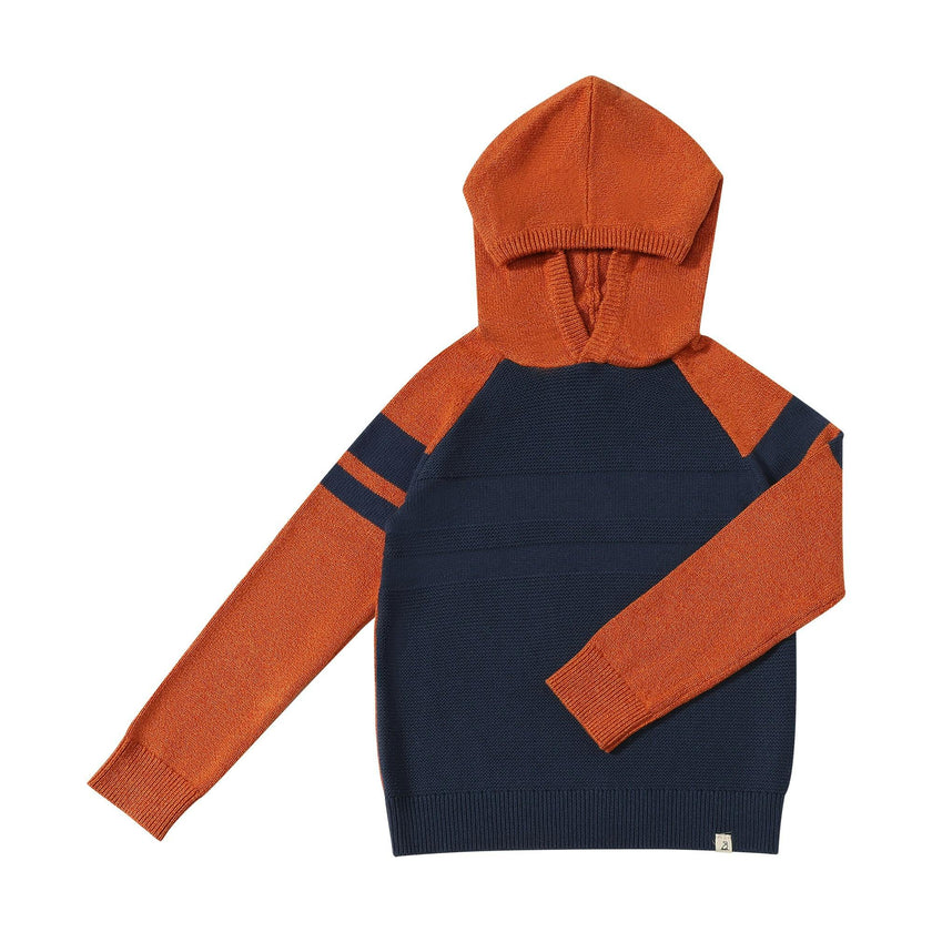 Pedro Orange/Navy Striped Hooded Sweater