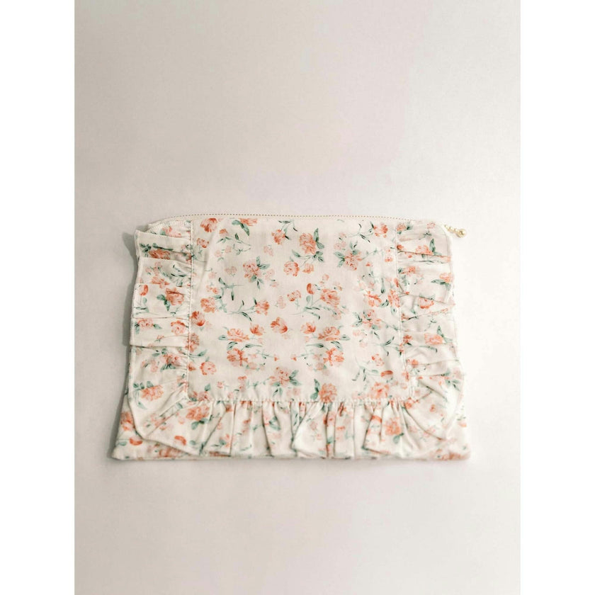 Sorrento Bloom Timeless Floral Ruffle Zipper Pouch