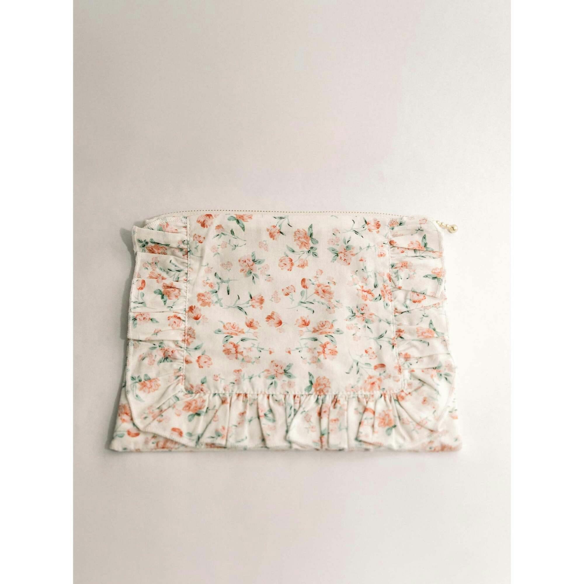 Sorrento Bloom Timeless Floral Ruffle Zipper Pouch