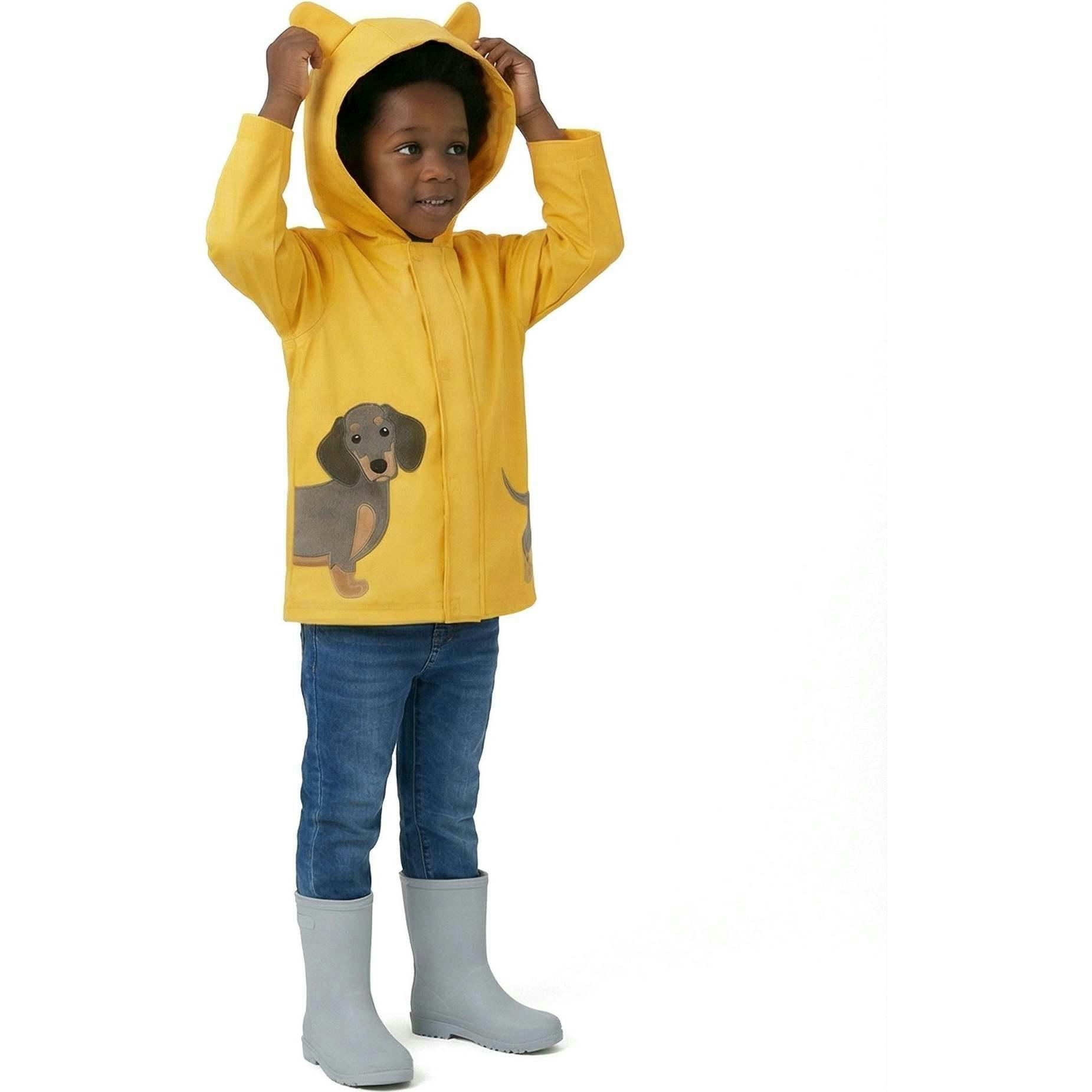 Boys Dog Applique Raincoat | Yellow