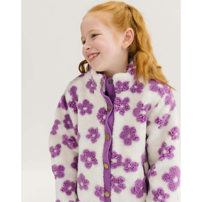Flower Power Fleece Jacket, Purple