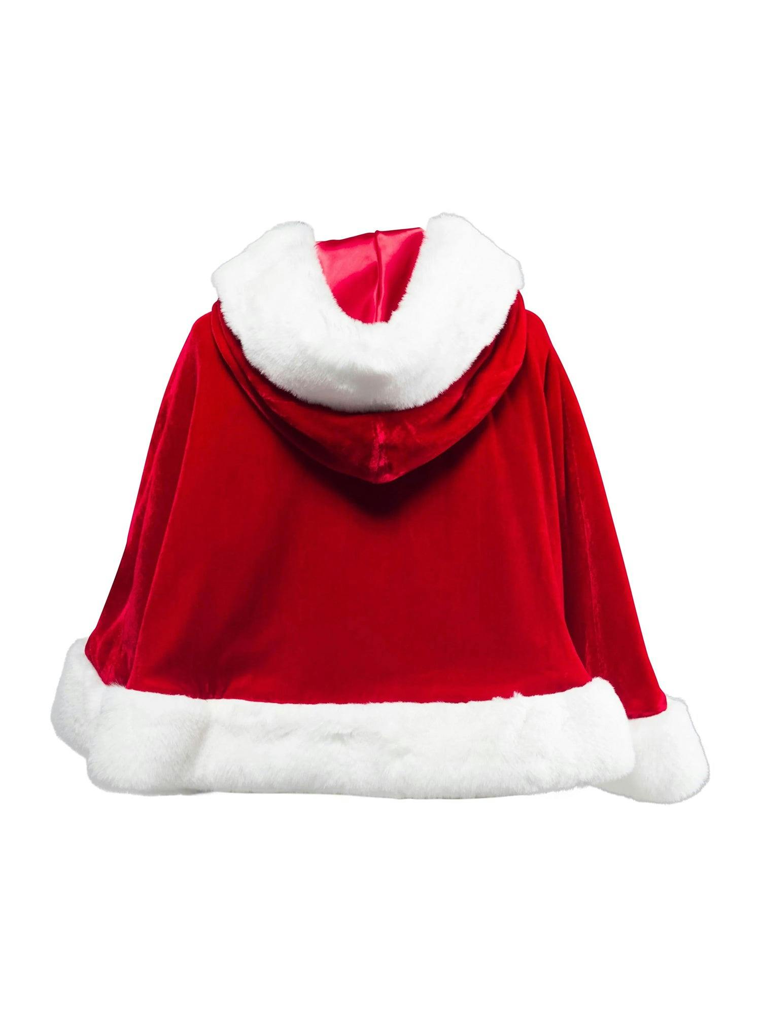 Mrs. Claus Red Velvet Holiday Hooded Cape for Girls