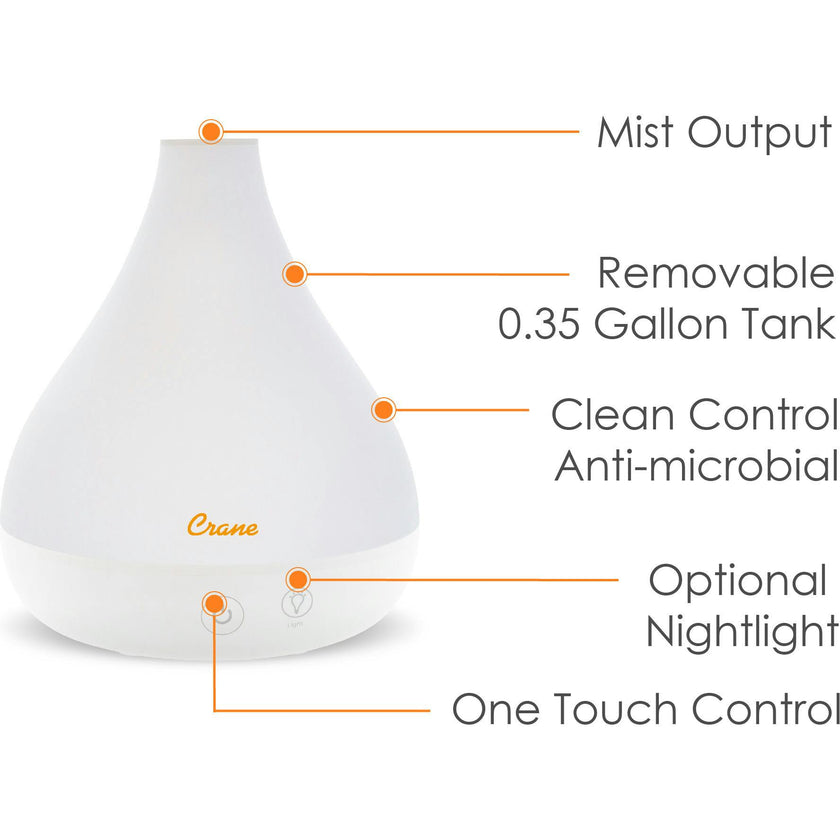 0.35 Gal. 2-in-1 Ultrasonic Cool Mist Humidifier & Aroma Diffuser for Small Rooms