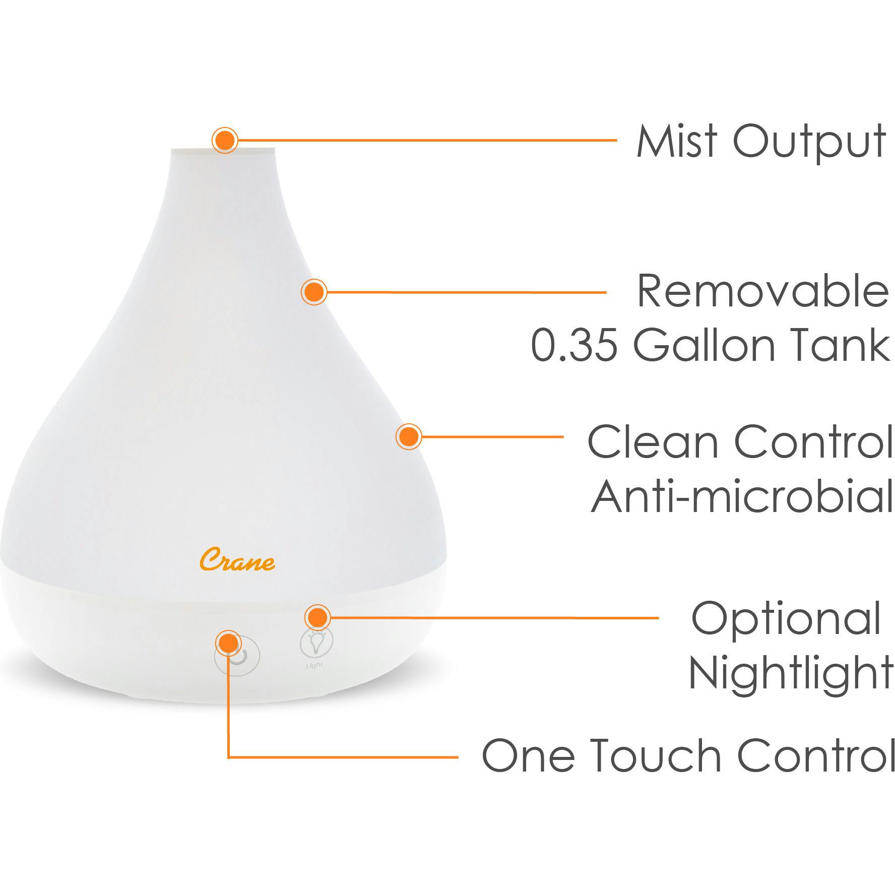0.35 Gal. 2-in-1 Ultrasonic Cool Mist Humidifier & Aroma Diffuser for Small Rooms