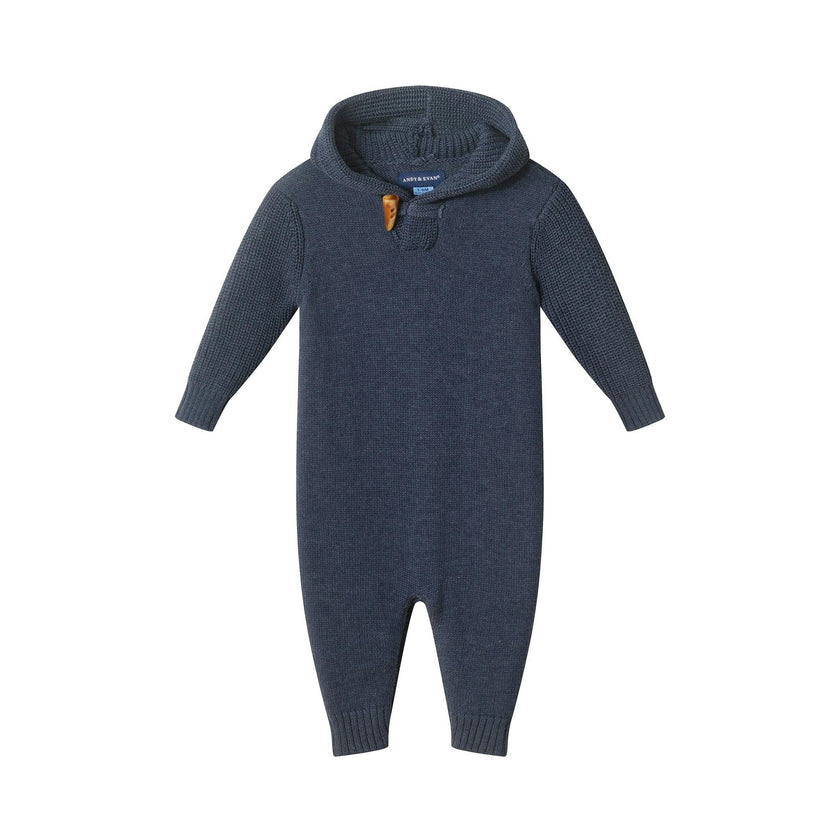 Infant Boys Hooded Sweater Romper | Navy