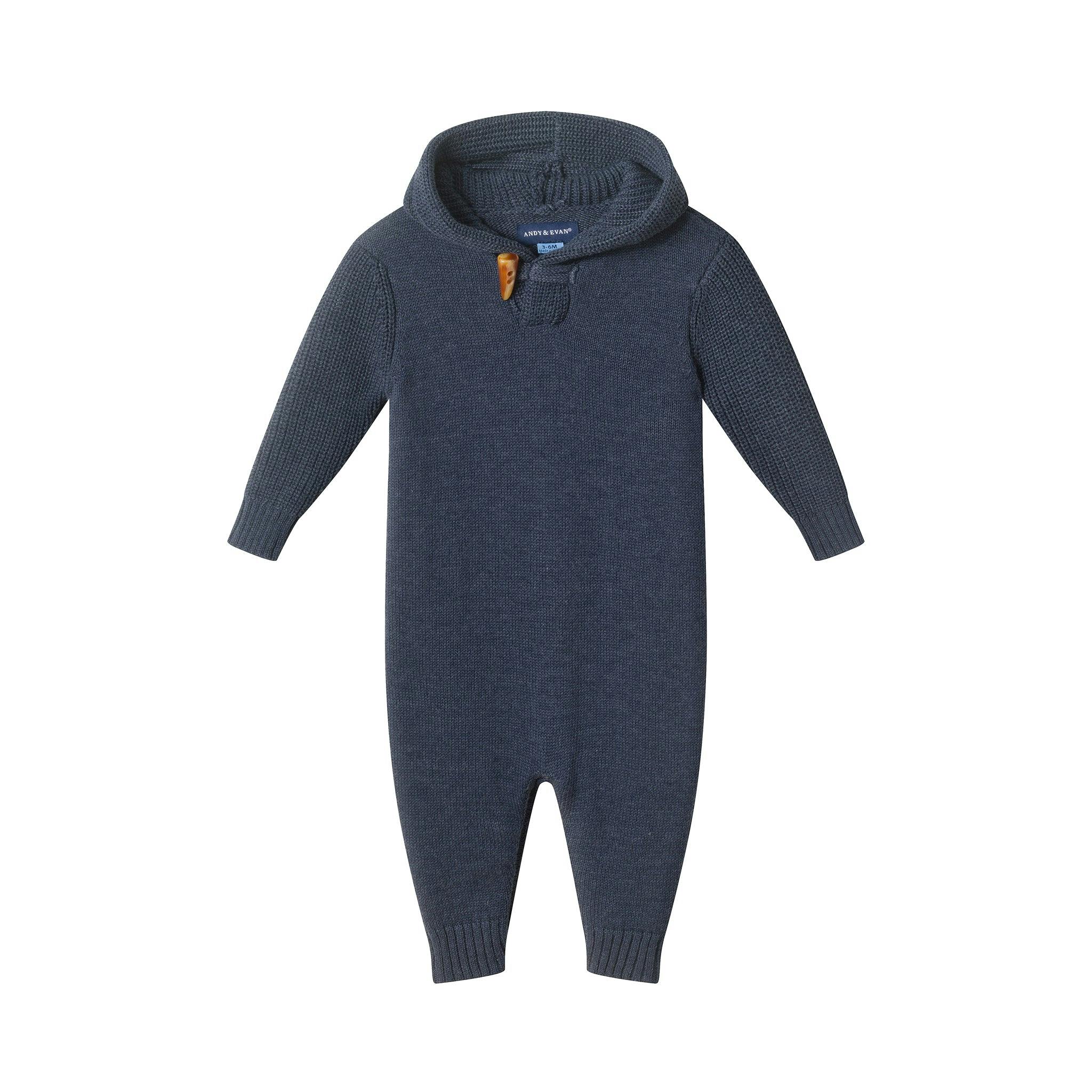 Infant Boys Hooded Sweater Romper | Navy