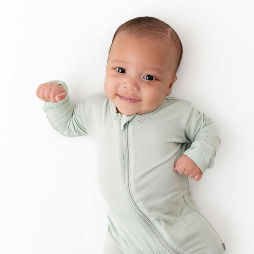 Sage Zippered Footie
