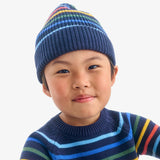 Kids cotton beanie in multi-stripe