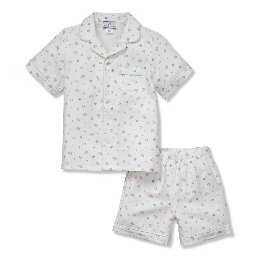 Kid's Twill Pajama Short Set in Good Luck Charms