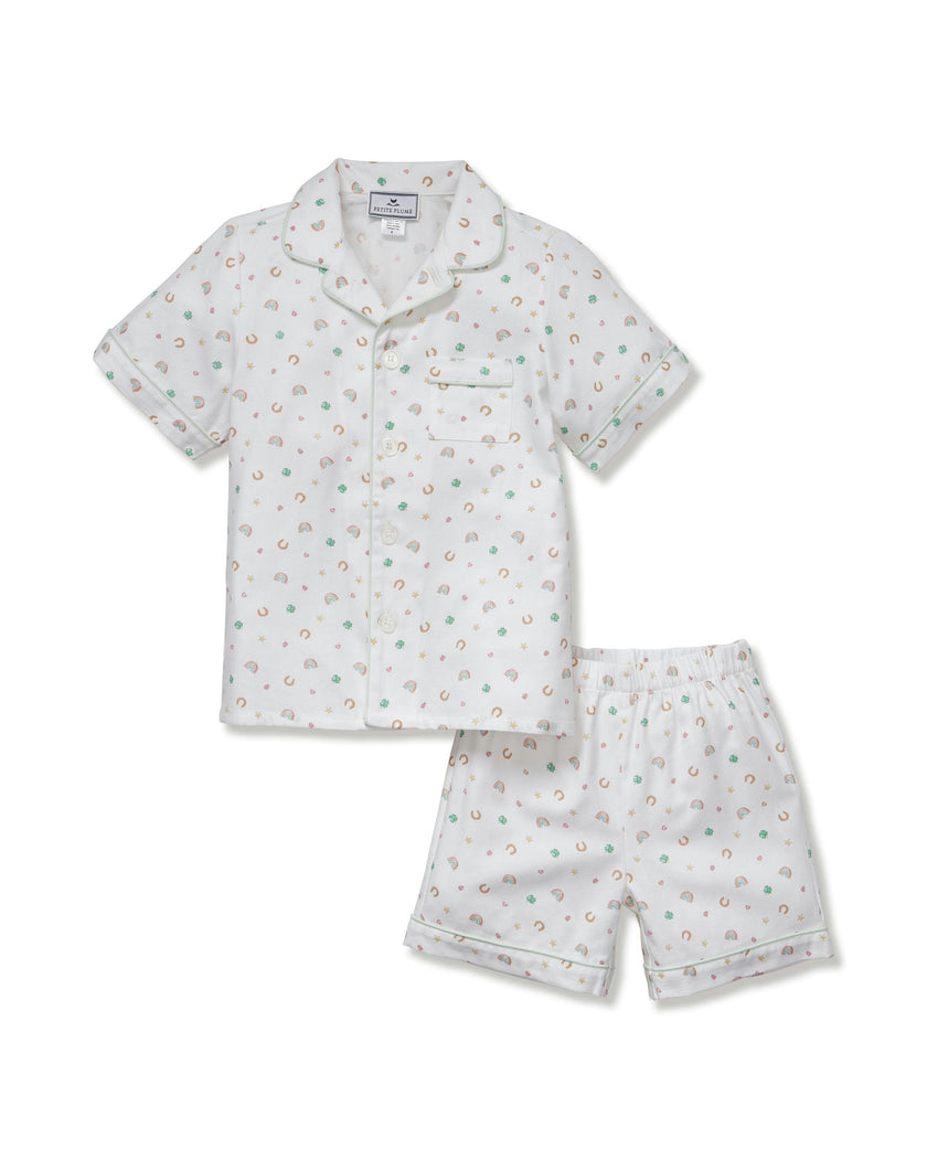 Kid's Twill Pajama Short Set in Good Luck Charms