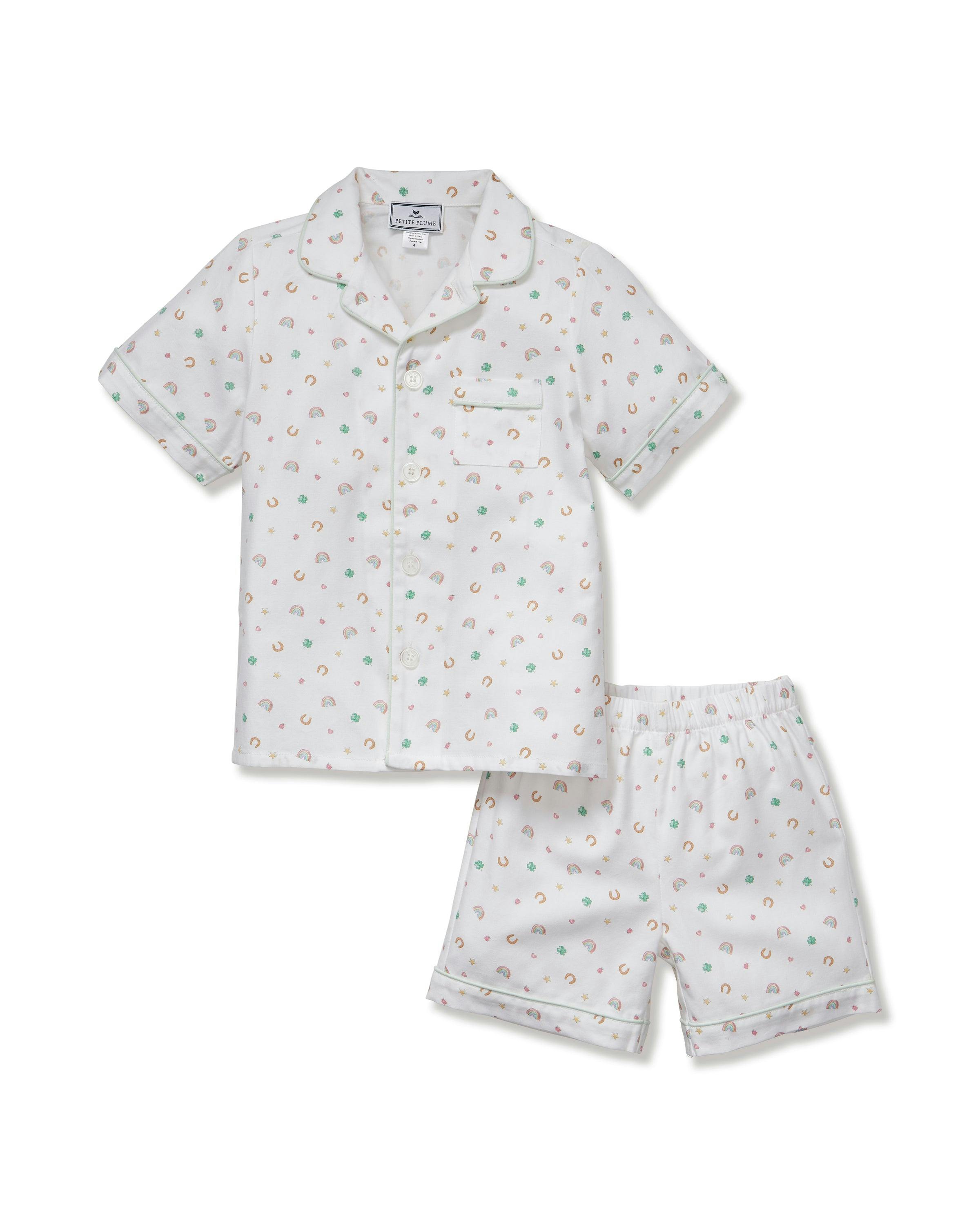 Kid's Twill Pajama Short Set in Good Luck Charms