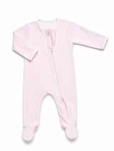Two Way Zip Striped Footie Pajama | Lt Pink Mini Stripe