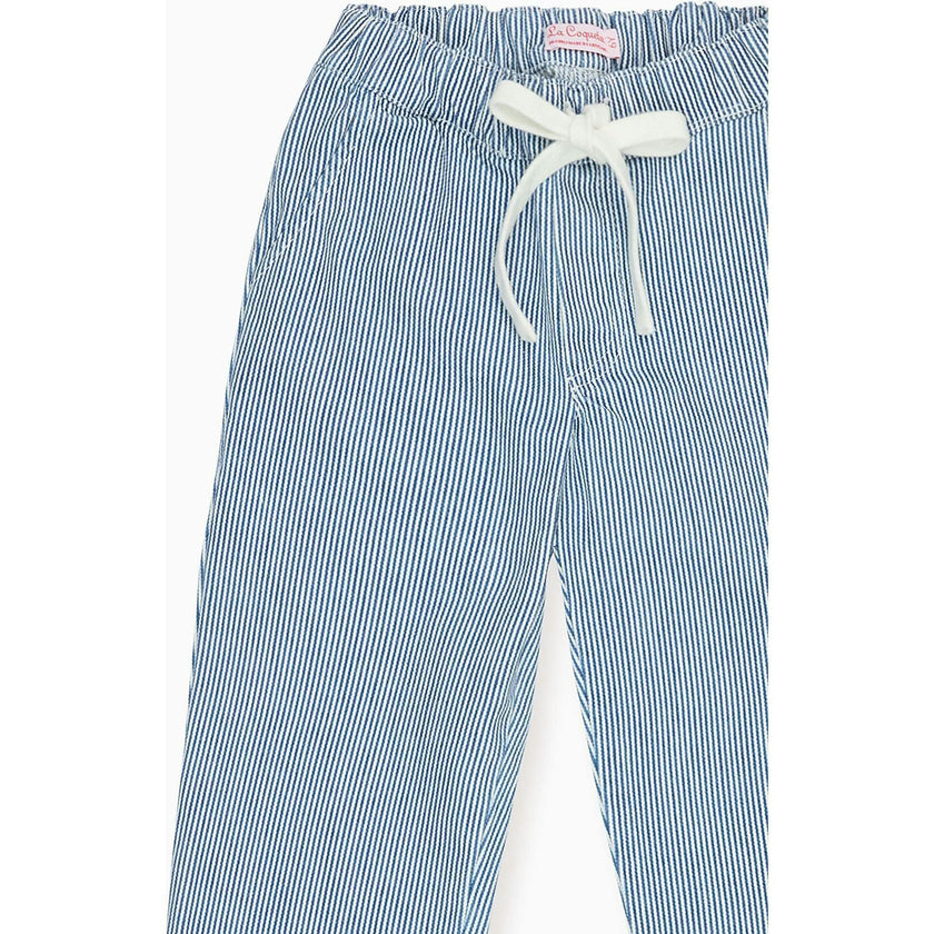 Blue Stripe Andreas Boy Cotton Trousers
