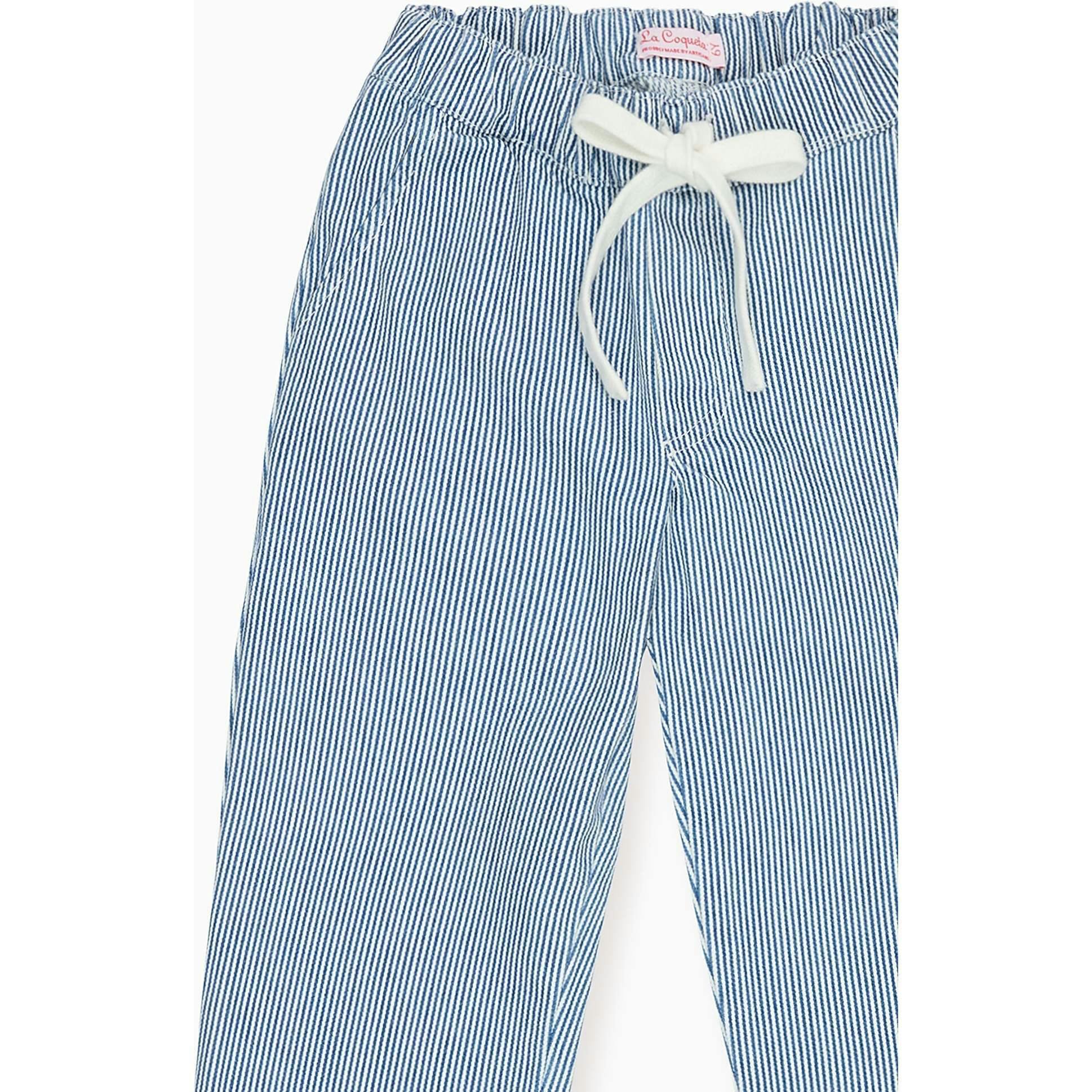 Blue Stripe Andreas Boy Cotton Trousers