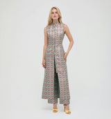 The Justina Dress - Baroque Diamond Block Berry/Green