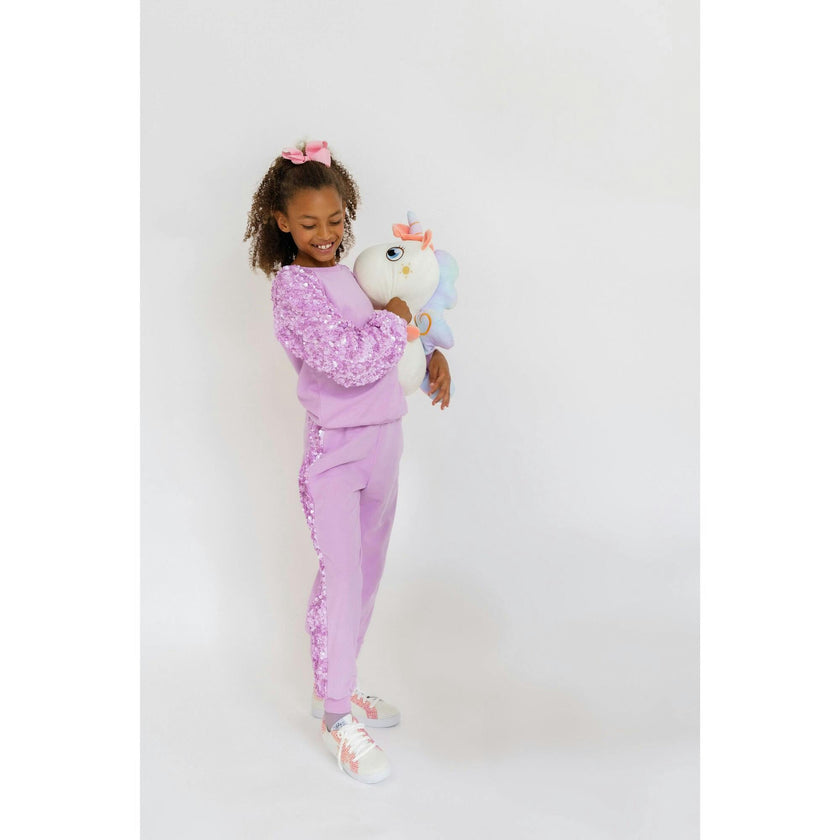 Lavender Sequin Joggers Set