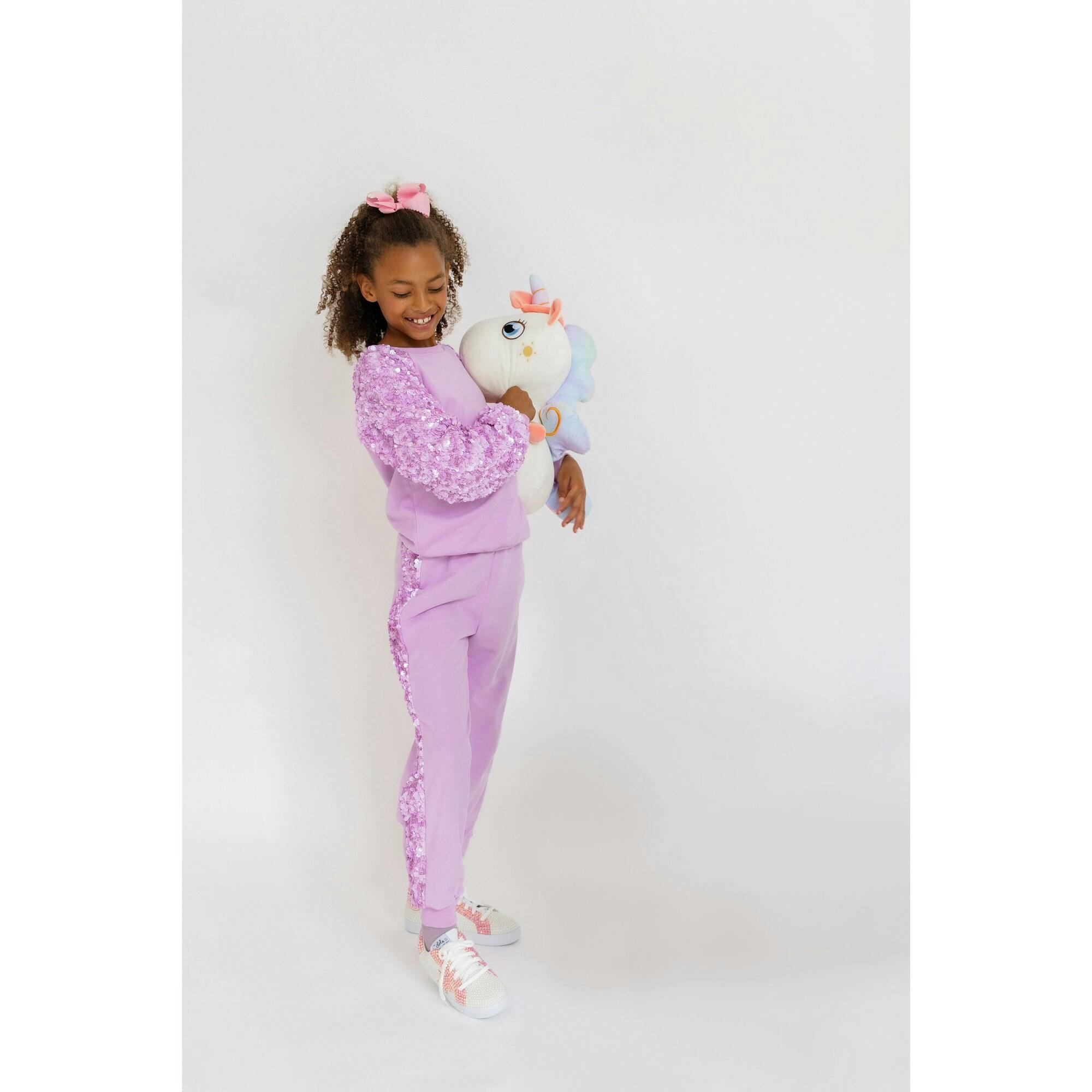Lavender Sequin Joggers Set