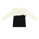 Color-Block Ruffle Knit Long Sleeve Top