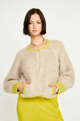Fargo Knit Jacket in Sand/Lemongrass
