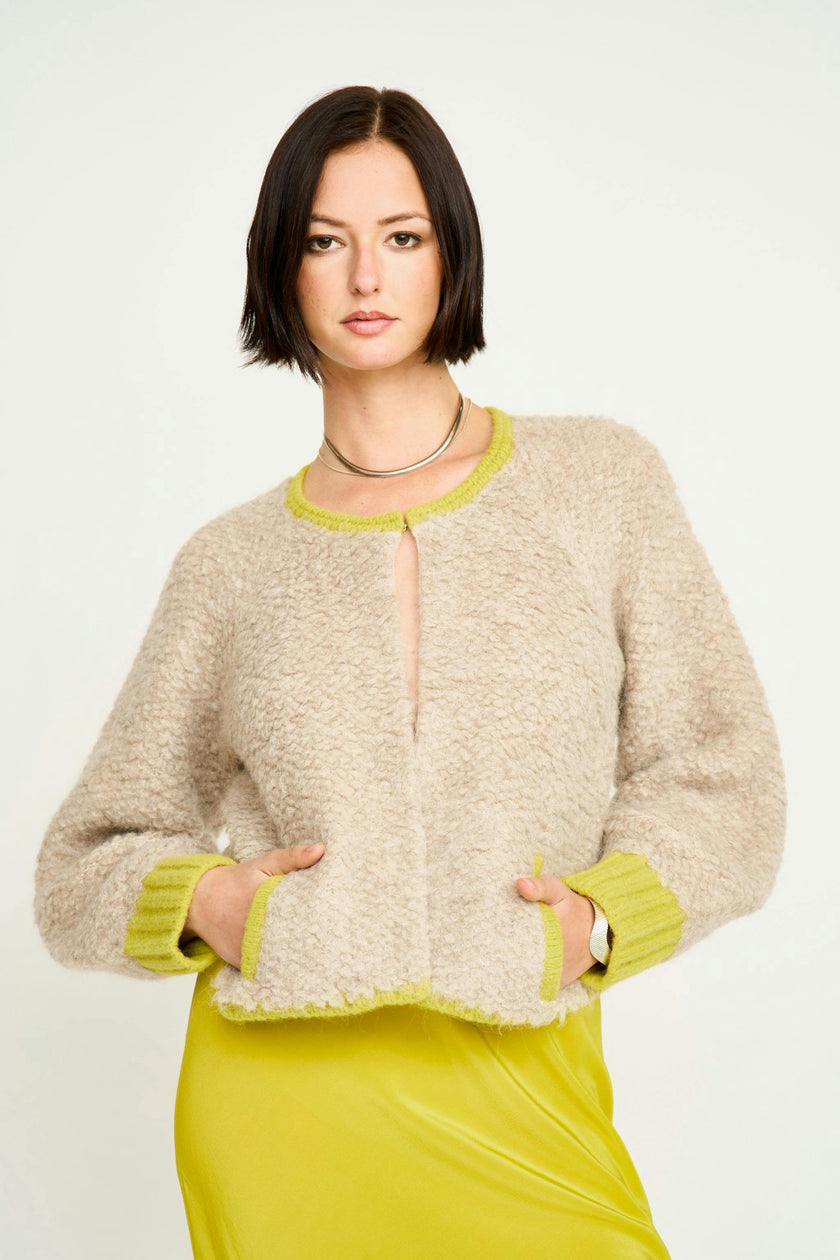 Fargo Knit Jacket in Sand/Lemongrass