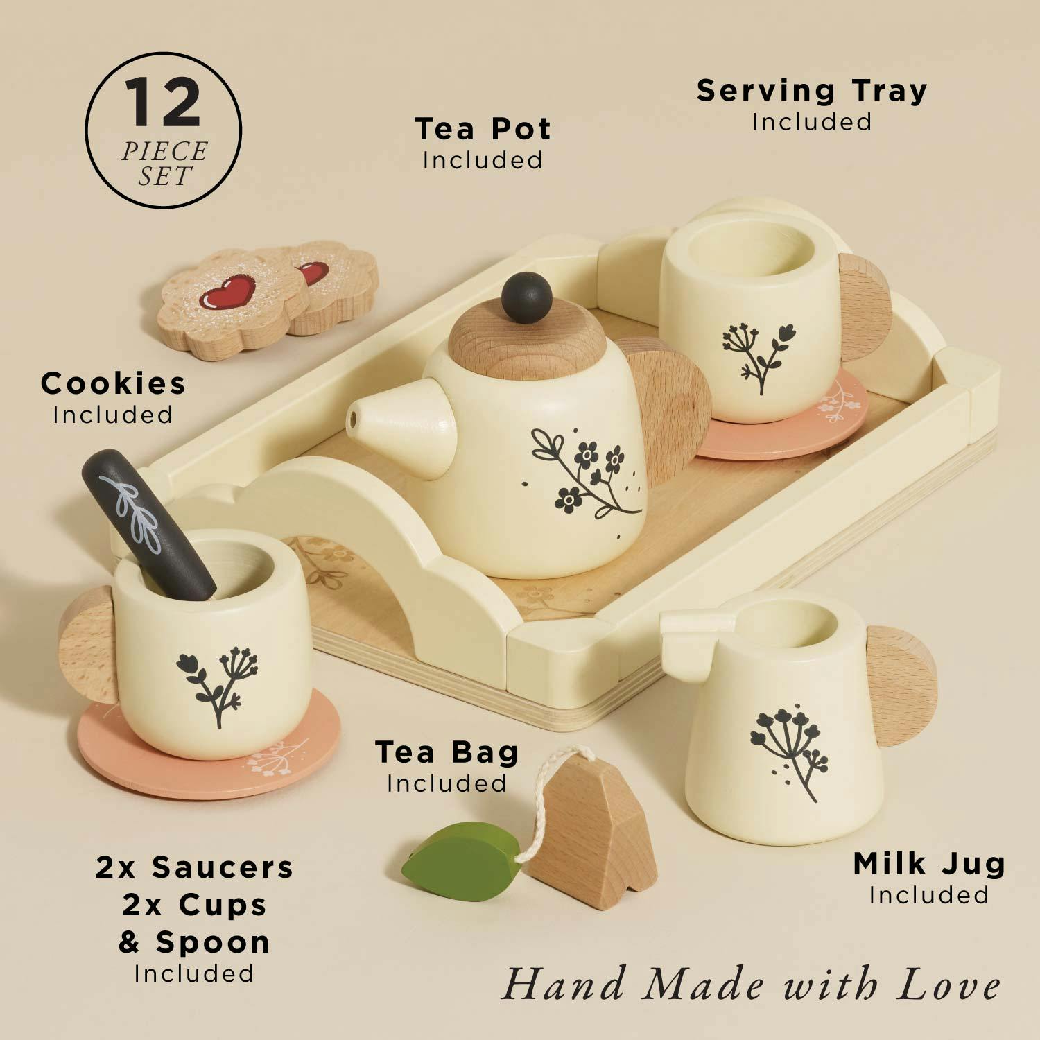 Wooden Tea Set & Tray