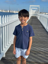 BOARDWALK NAVY Short Sleeved Henley Tee