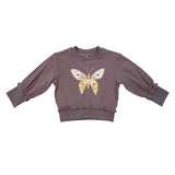 Girls Ruffle Hem Sweatshirt in Butterfly