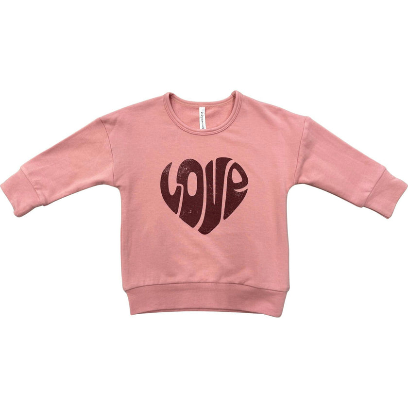 Drop-Shoulder Pullover Love in Rose Brown