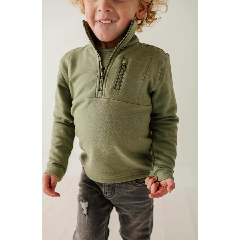Boy's 3/4 Fleece Zip Sweatshirt