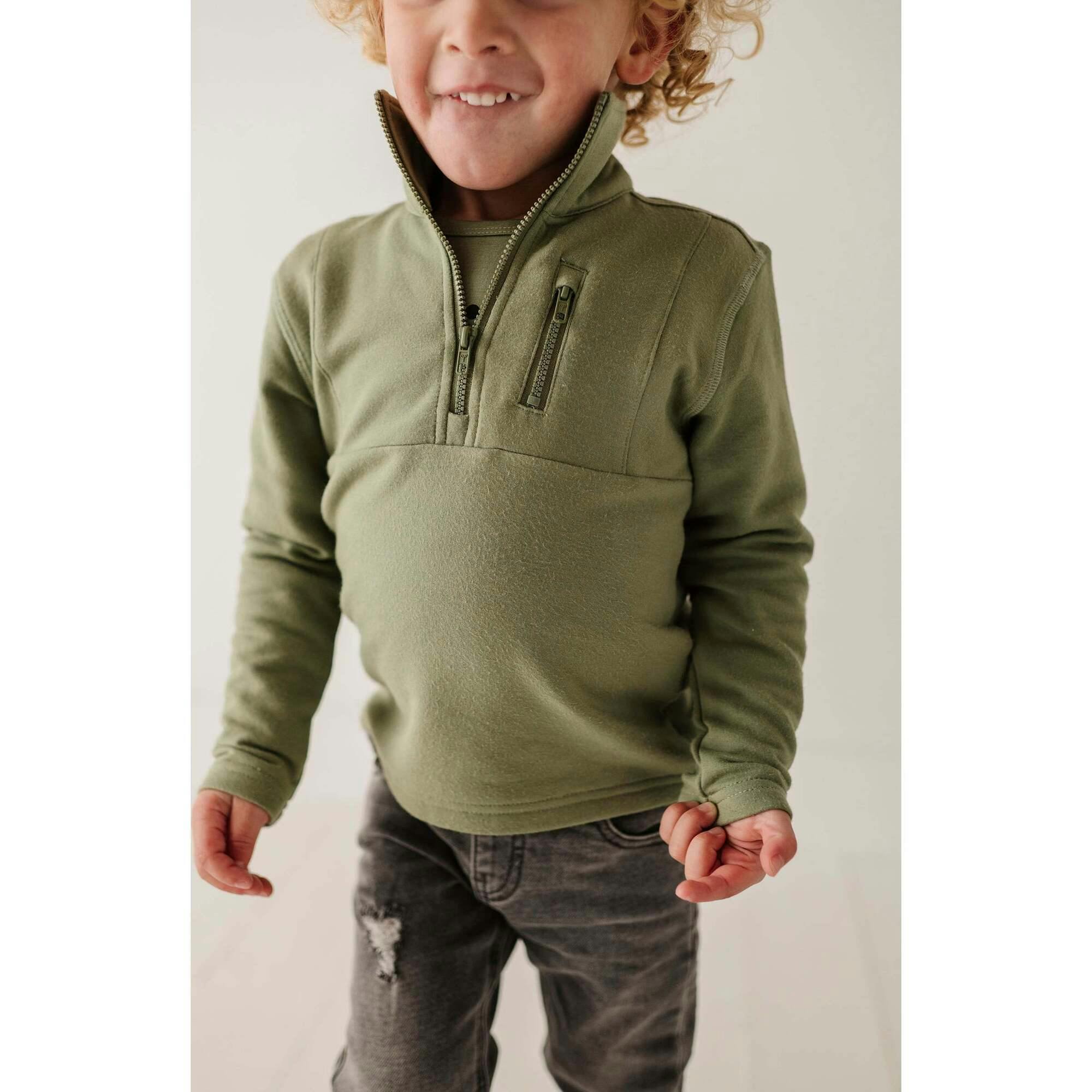 Boy's 3/4 Fleece Zip Sweatshirt