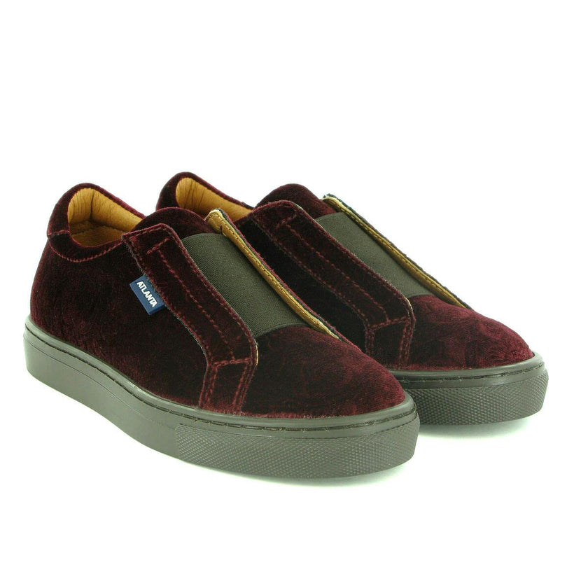 Velvet Slip On Sneaker, Burgundy