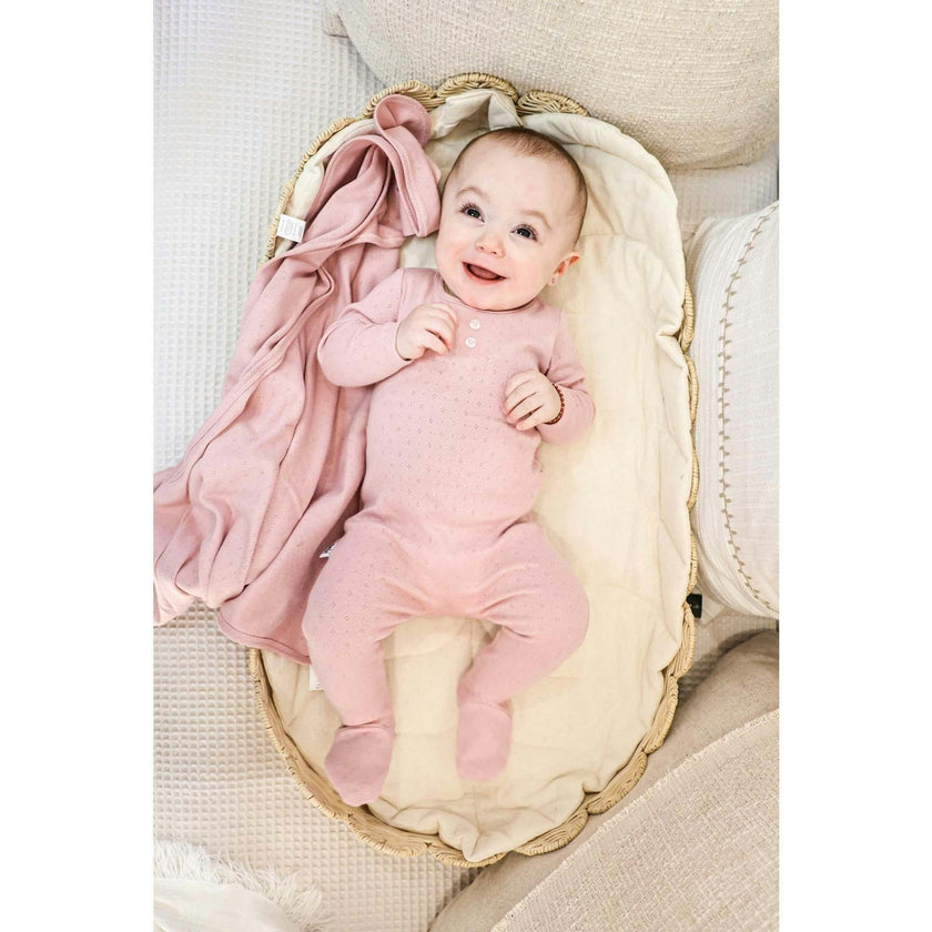 Simple Pointelle Footie and Beanie Set
