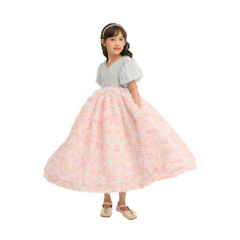 Blue Pastel Pink Floral Latona Dress