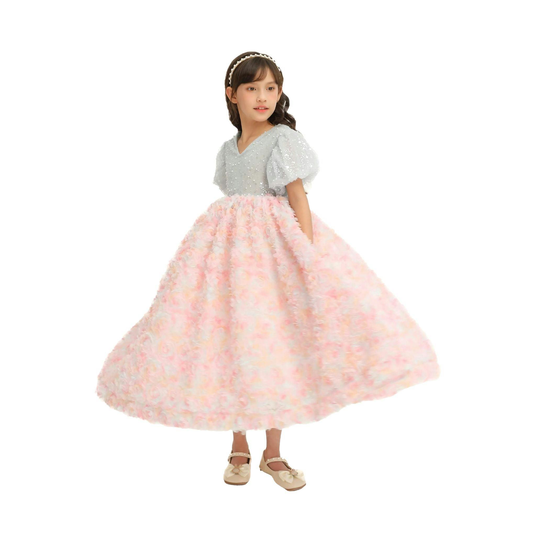 Blue Pastel Pink Floral Latona Dress