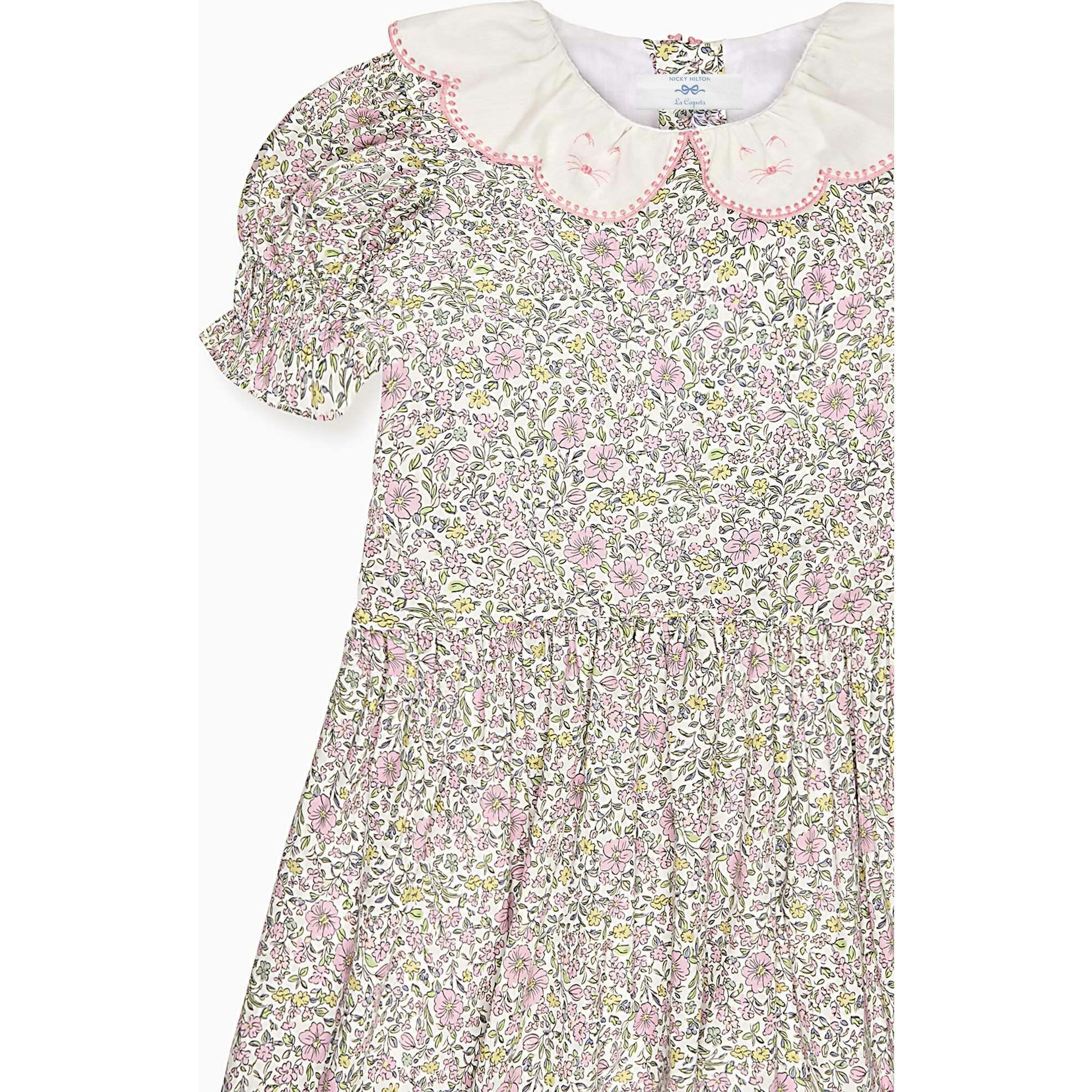 Nicky Hilton x La Coqueta Sage Floral Iris Girl Drop Waist Dress