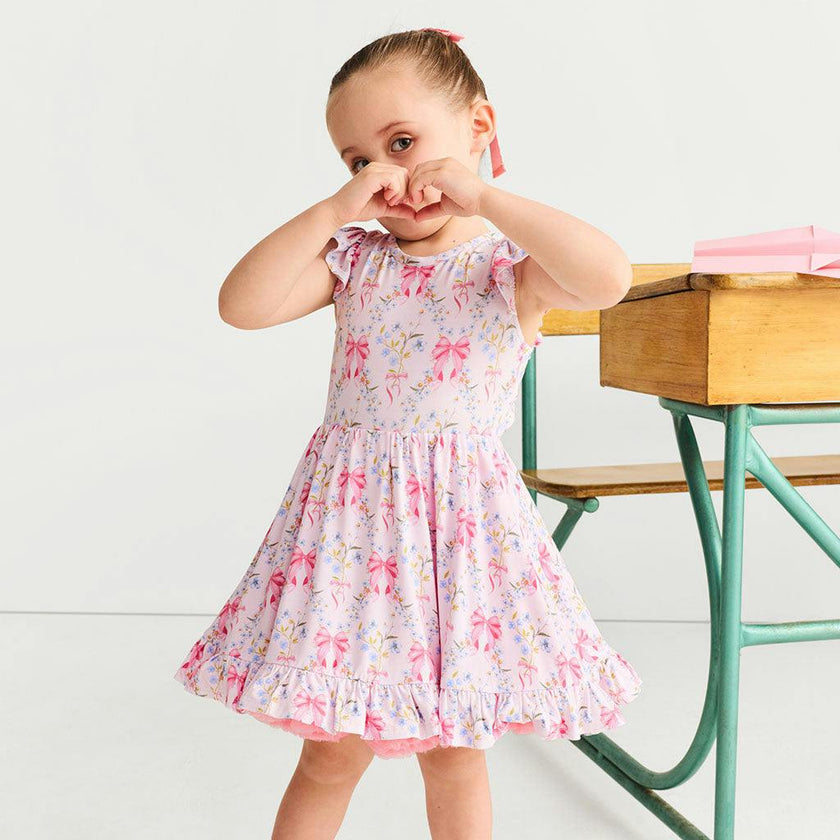 Harriet Tie Back Ruffled Twirl Dress