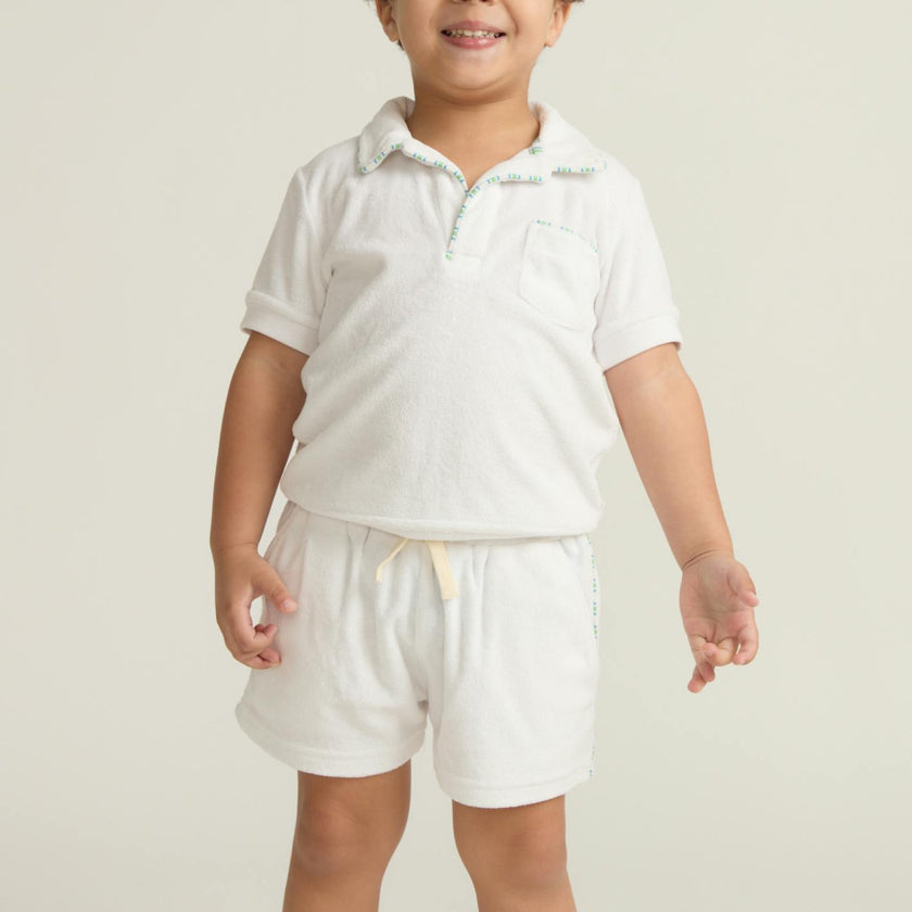 boys shell white french terry short
