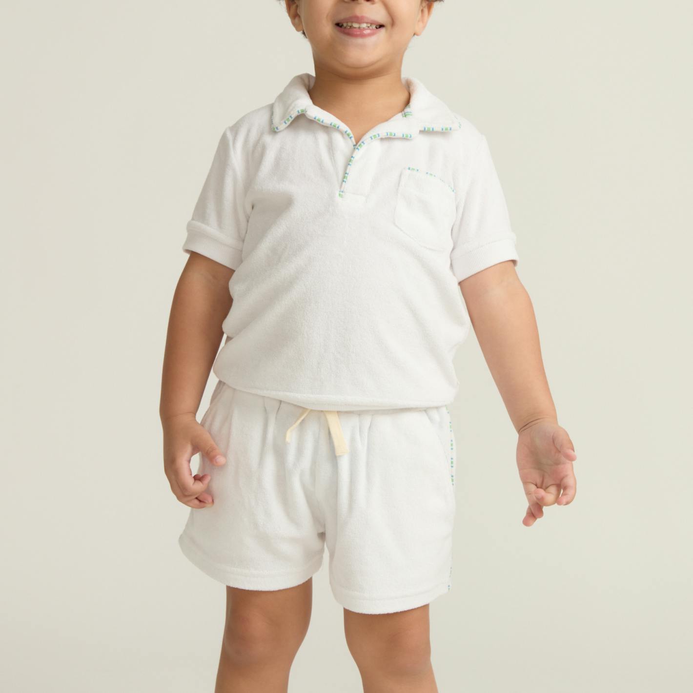 boys shell white french terry short