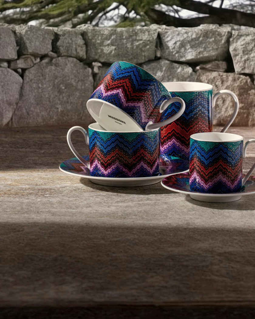 Tea Cup & Saucer STARLIGHT  Set of 6 in Luxury Box - Ø 8,5 X H 6 Cm Cap. 22 Cl. - S.15,5 Cm