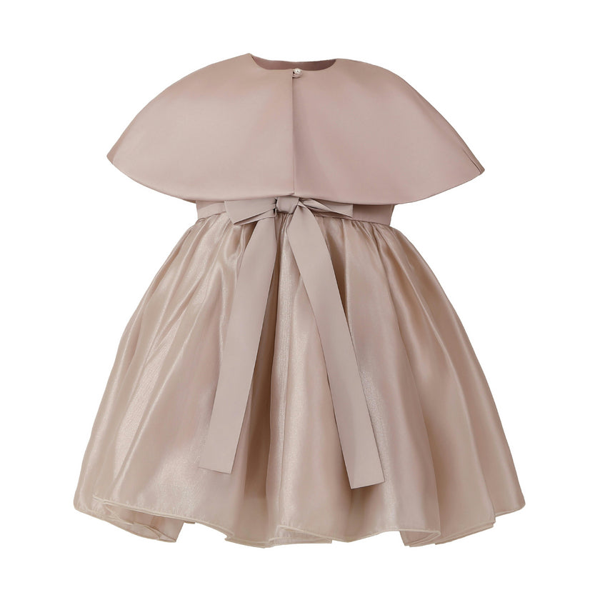 Pink Dovera Timeless Cape-Overlay Gown