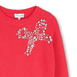 Red Rhinestone Knit Sweater