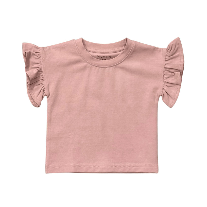 Girls Ruffle Sleeve Top in Spring Mauve