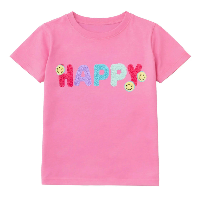 Happy Applique Short Sleeve Tee