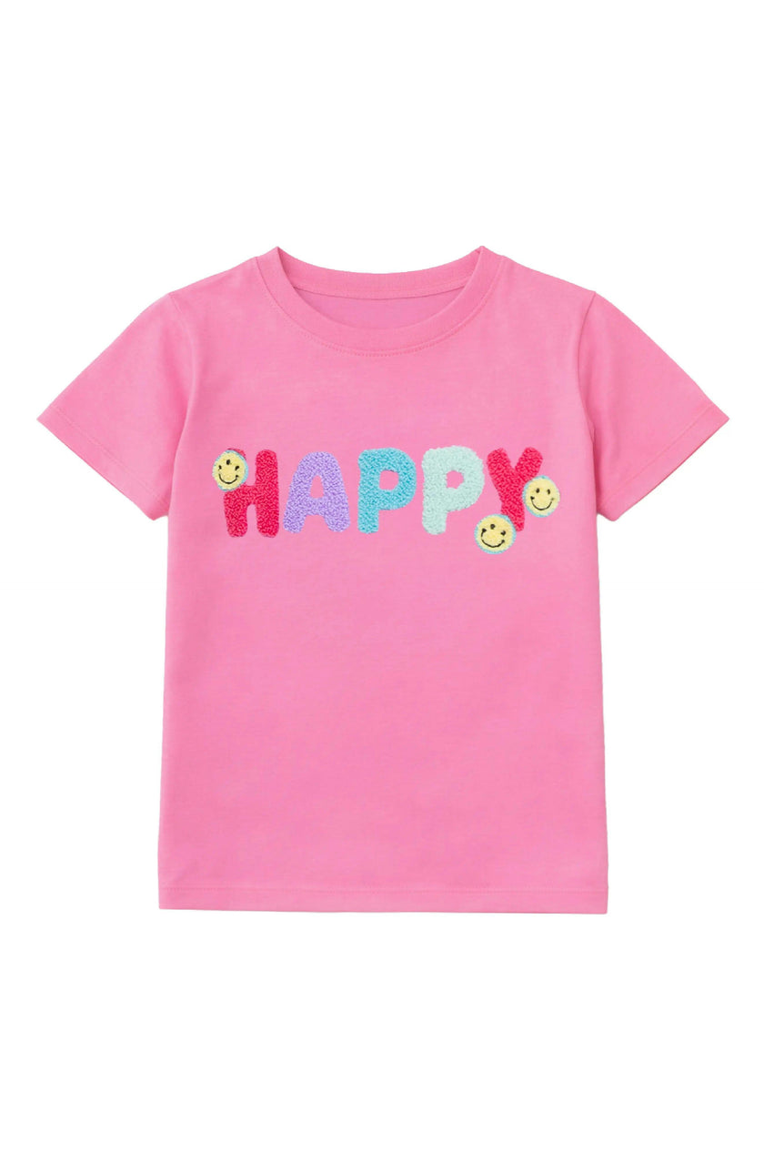 Happy Applique Short Sleeve Tee
