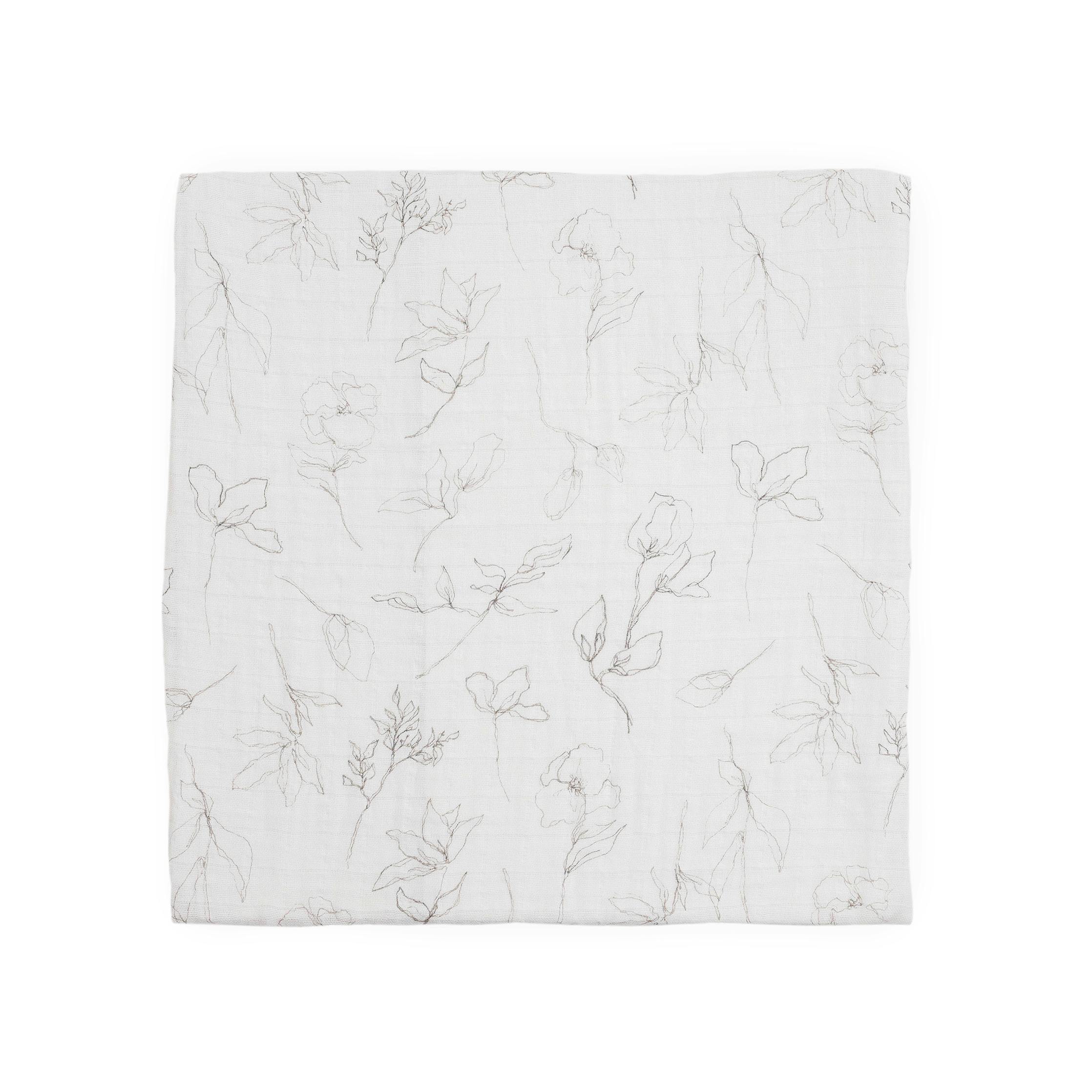 Organic Cotton Muslin Swaddle Blanket 2 Pack - Pencil Floral