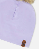 Stretch Jersey Hat Purple With Pompom